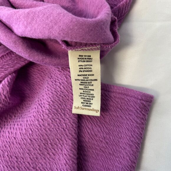 Soft Surroundings Purple Wide Collar Long Sleeve Shirt Size Small Women’s - Picture 10 of 12
